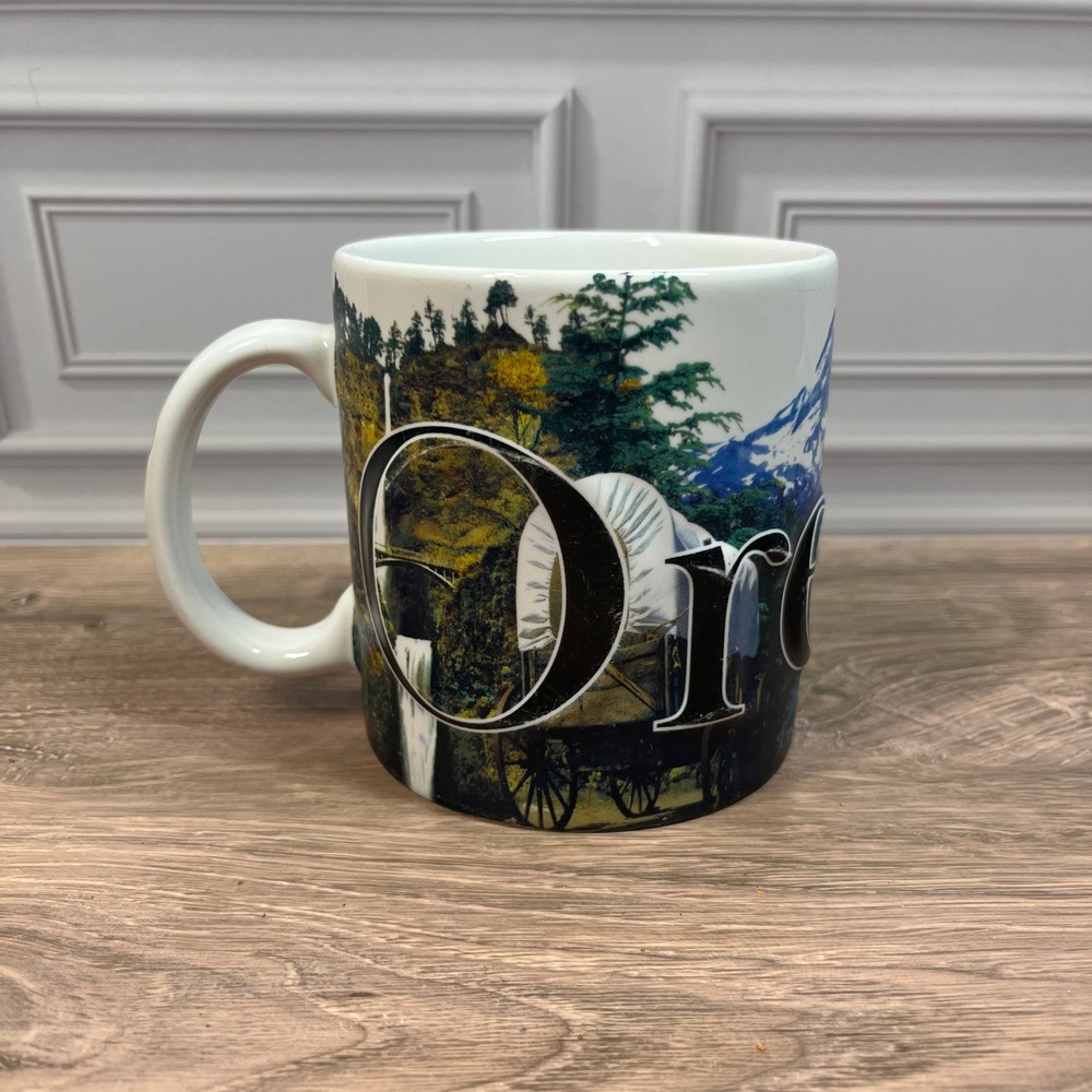 Oregon Trail Americaware Souvenir Coffee Mug 16oz  PNW Mt Hood‎ Multnomah Falls